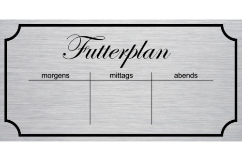 Futterschild mit Tabelle